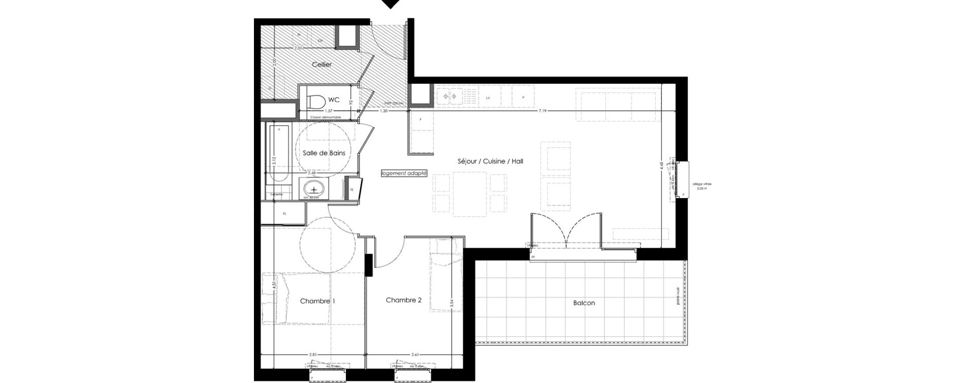 Appartement T3 de 70,77 m2 &agrave; Marignier Centre