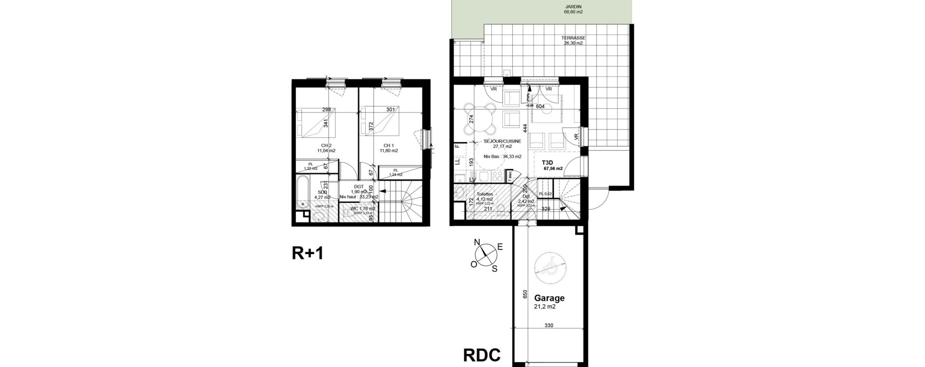 Duplex T3 de 67,56 m2 &agrave; Marnaz Centre