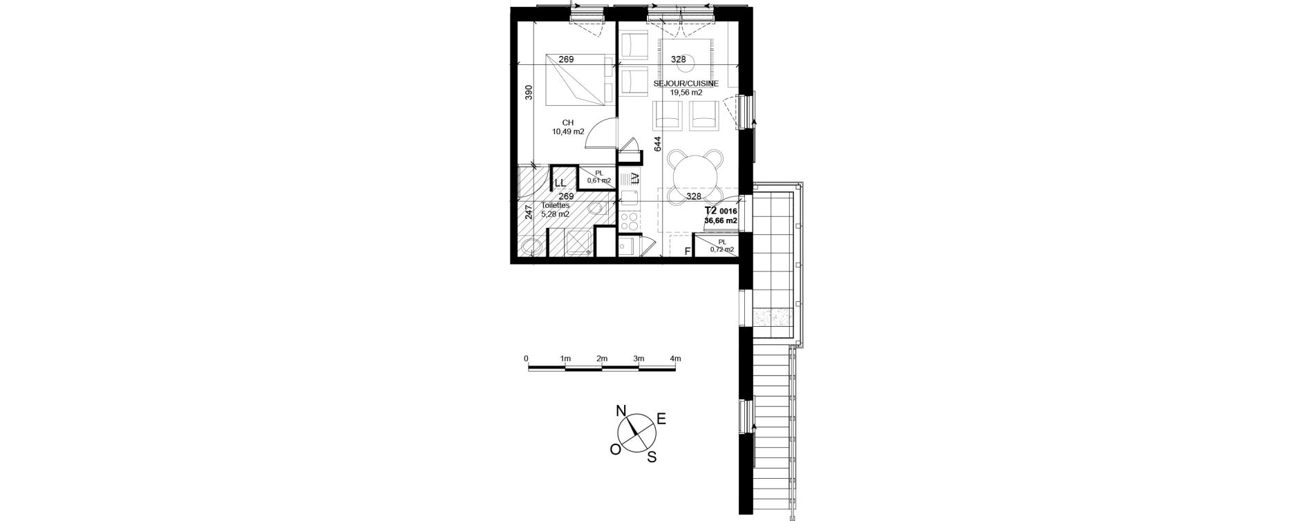 Appartement T2 de 36,66 m2 &agrave; Marnaz Centre