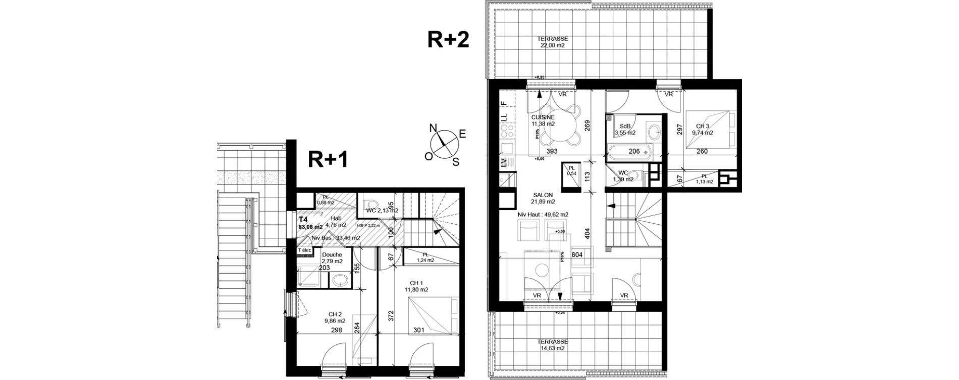 Duplex T4 de 83,08 m2 &agrave; Marnaz Centre