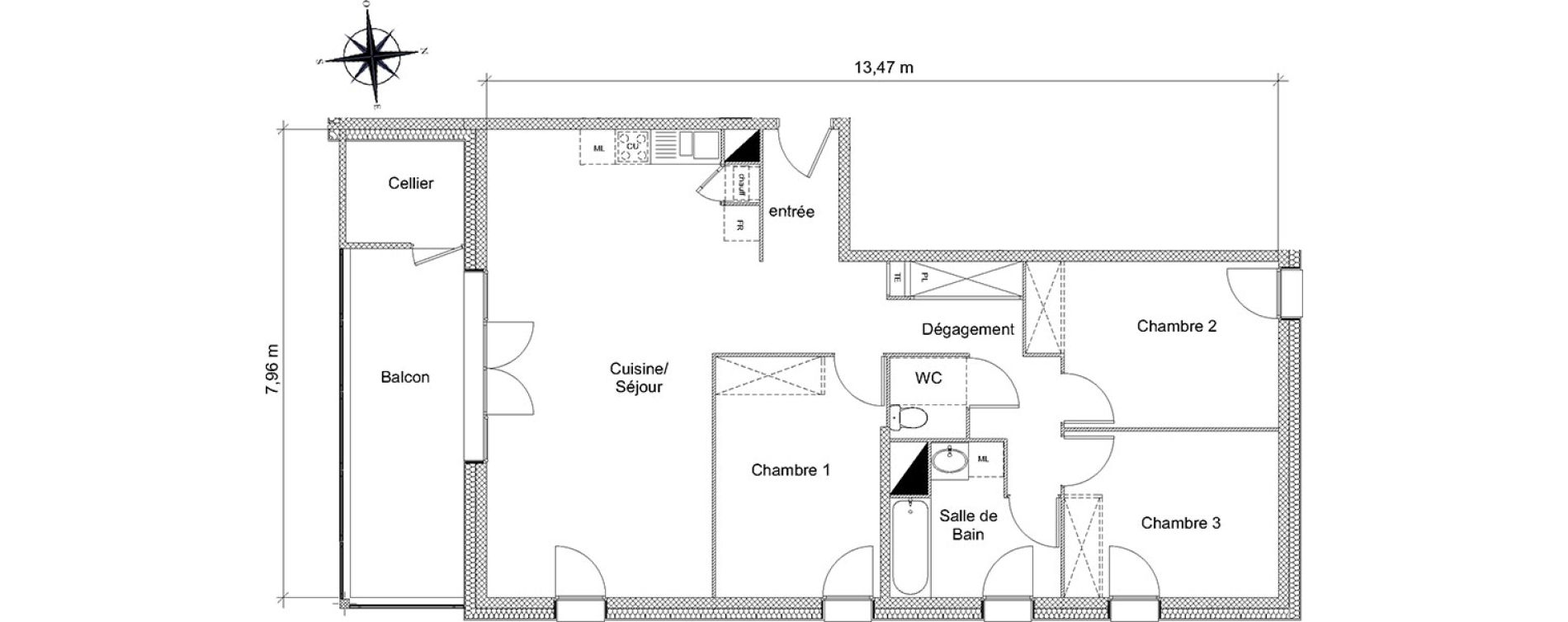 Appartement T4 de 87,21 m2 &agrave; Marnaz Centre