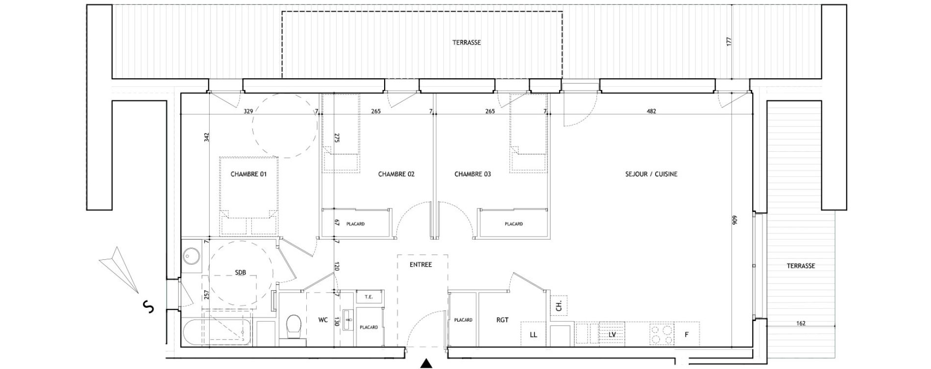 Appartement T4 de 79,36 m2 &agrave; Meg&egrave;ve Centre