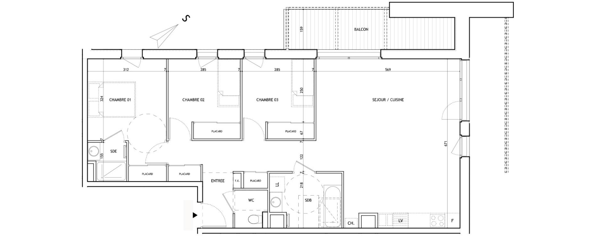 Appartement T4 de 86,82 m2 &agrave; Meg&egrave;ve Centre