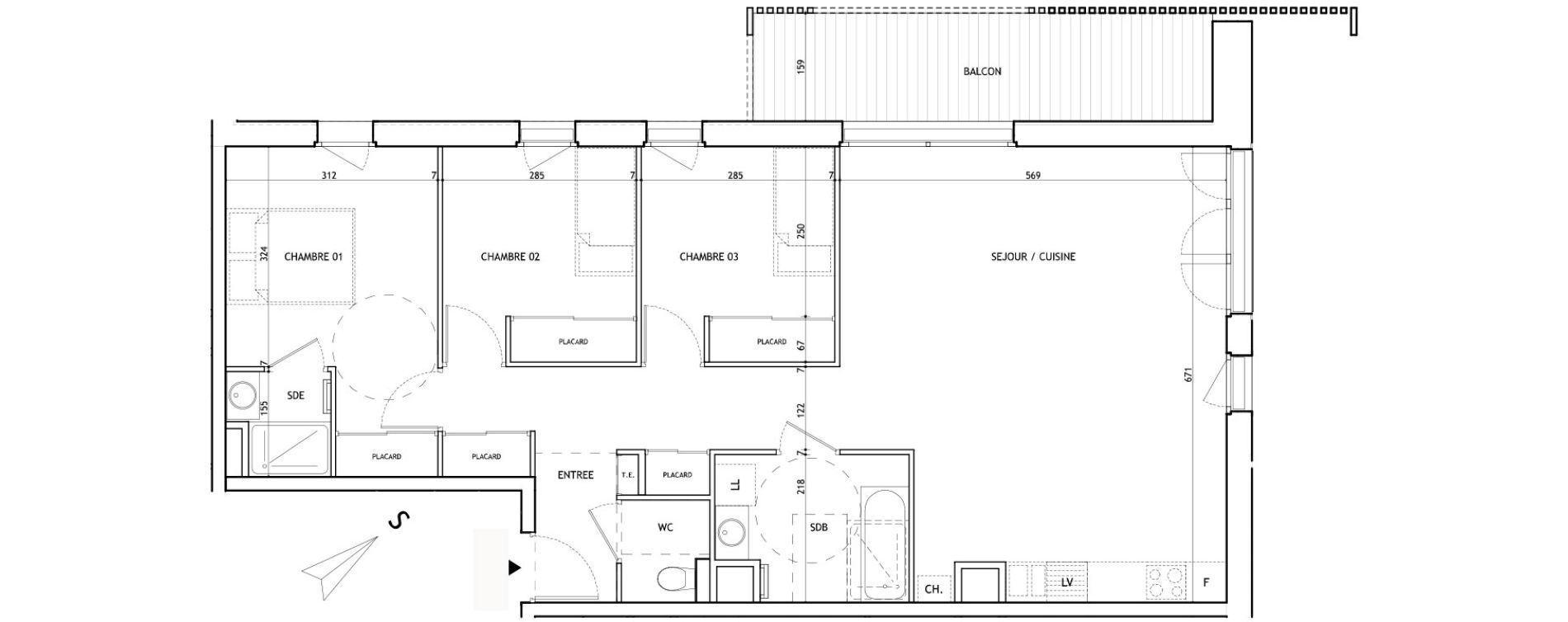 Appartement T4 de 86,82 m2 &agrave; Meg&egrave;ve Centre