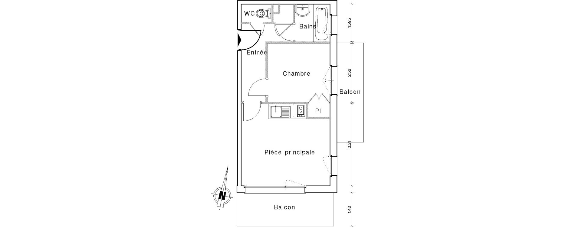 Appartement T2 de 29,51 m2 à Megève Centre