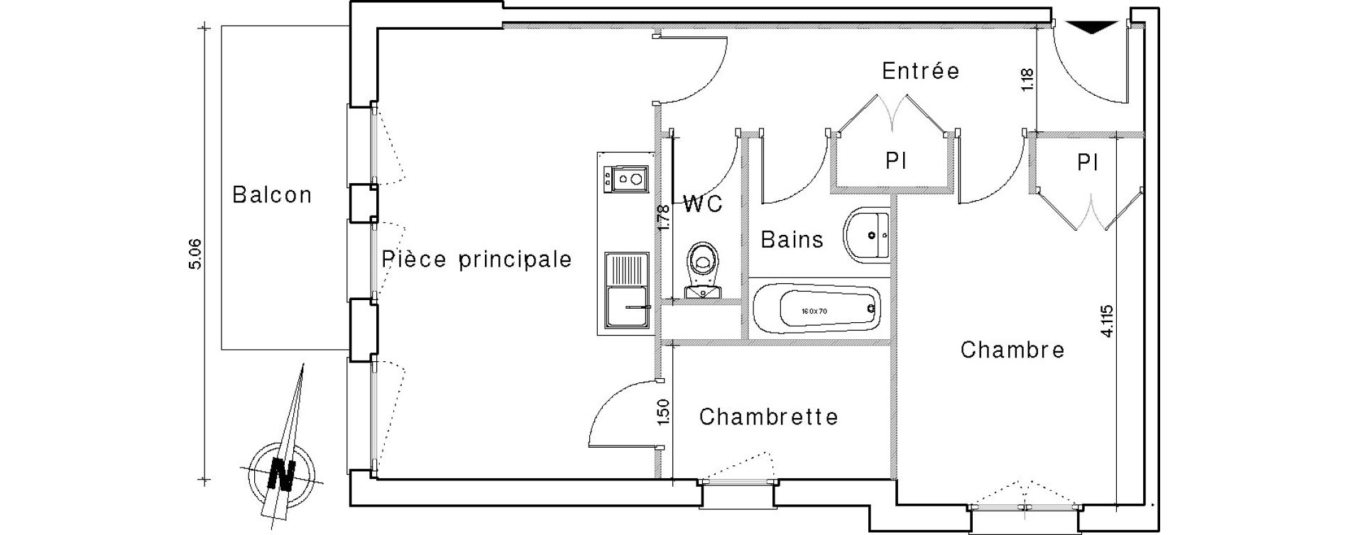 Appartement T2 bis de 43,15 m2 à Megève Centre