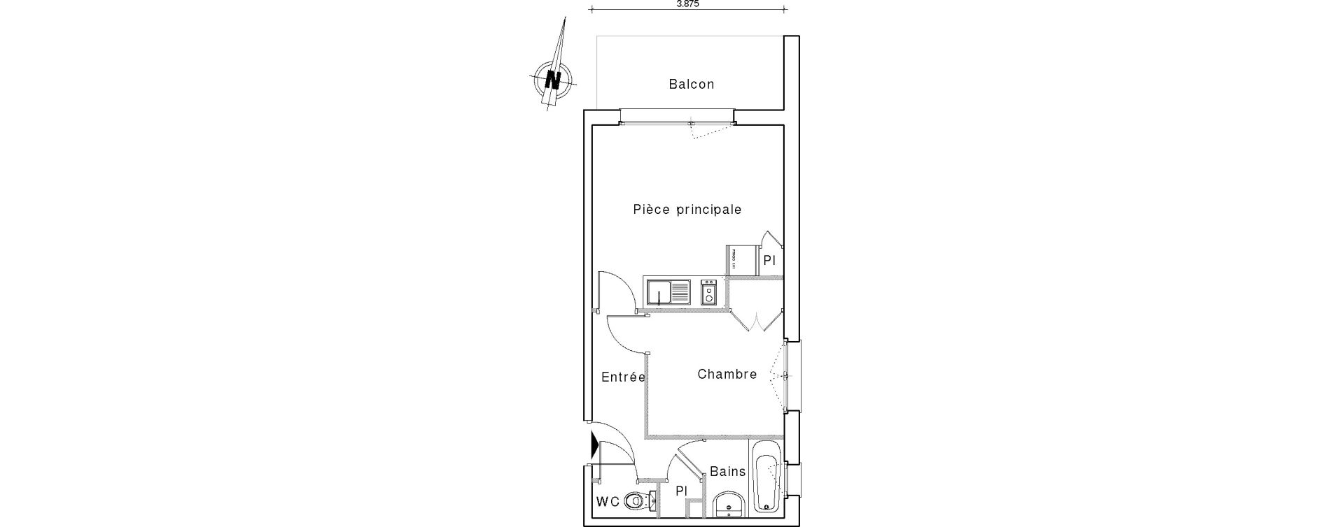 Appartement T2 de 29,54 m2 &agrave; Meg&egrave;ve Centre