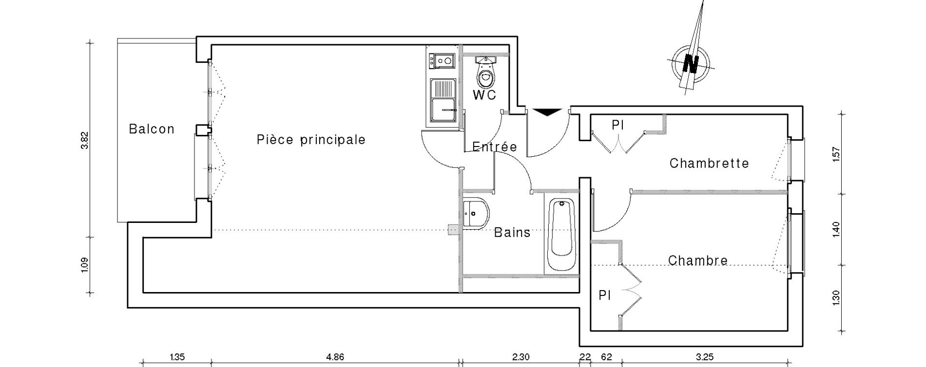 Appartement T2 bis de 36,89 m2 à Megève Centre