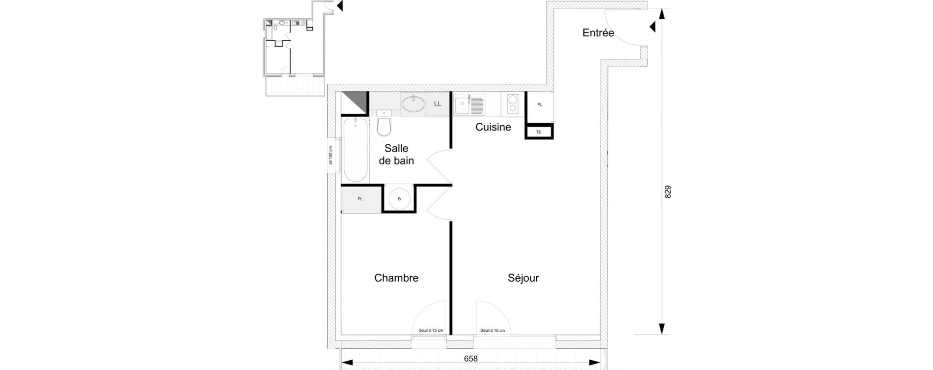 Appartement T2 de 42,80 m2 &agrave; Messery Centre