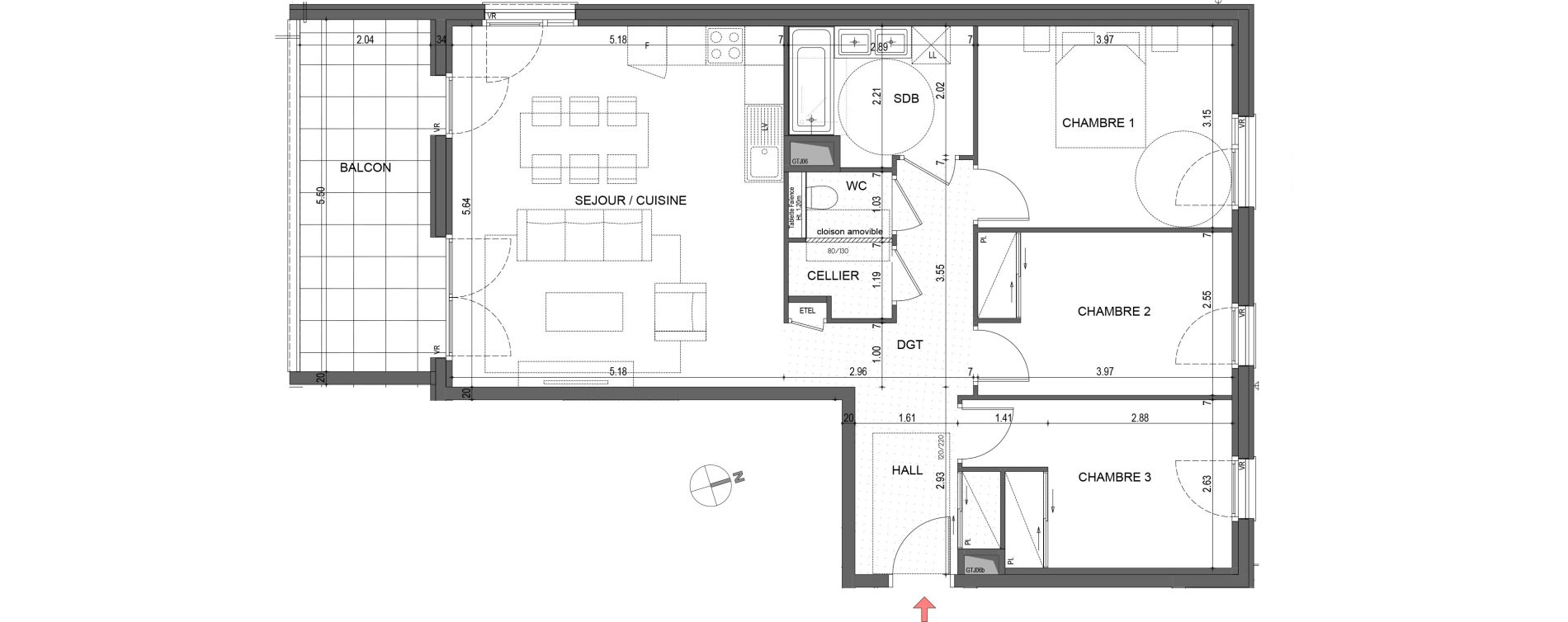 Appartement T4 de 81,88 m2 &agrave; Metz-Tessy Centre
