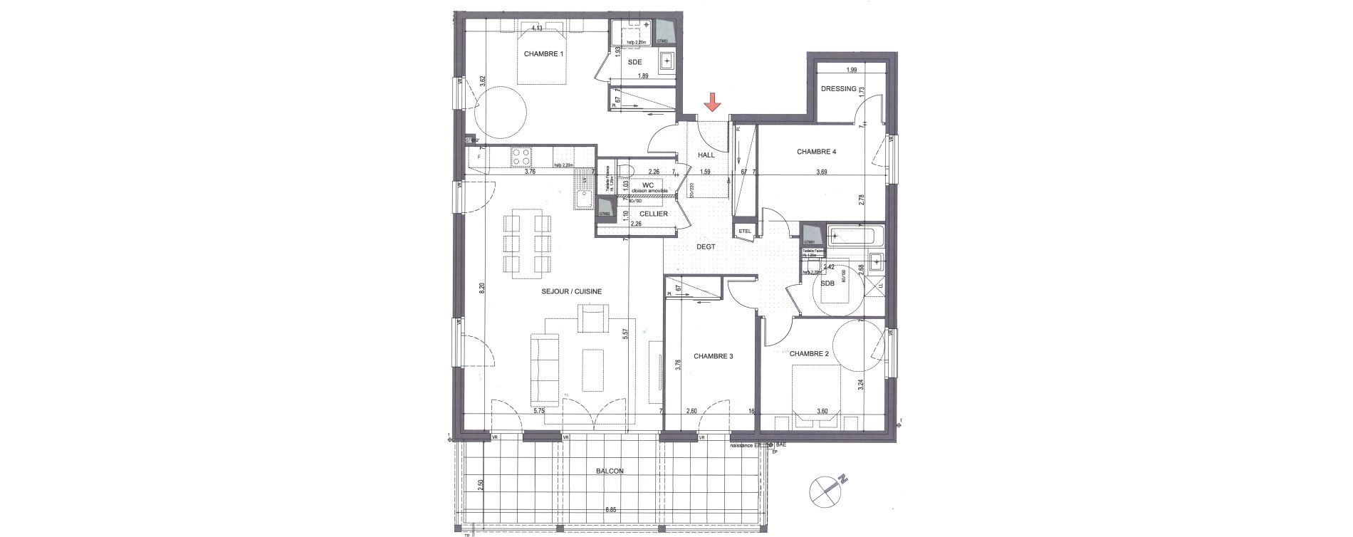 Appartement T5 de 123,28 m2 &agrave; Metz-Tessy Centre