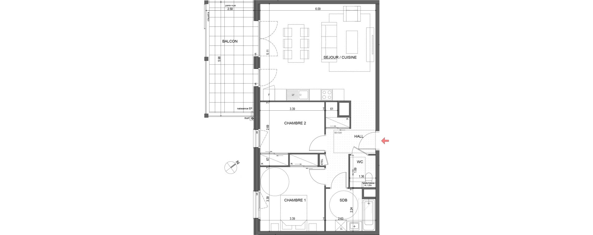 Appartement T3 de 69,88 m2 &agrave; Metz-Tessy Centre