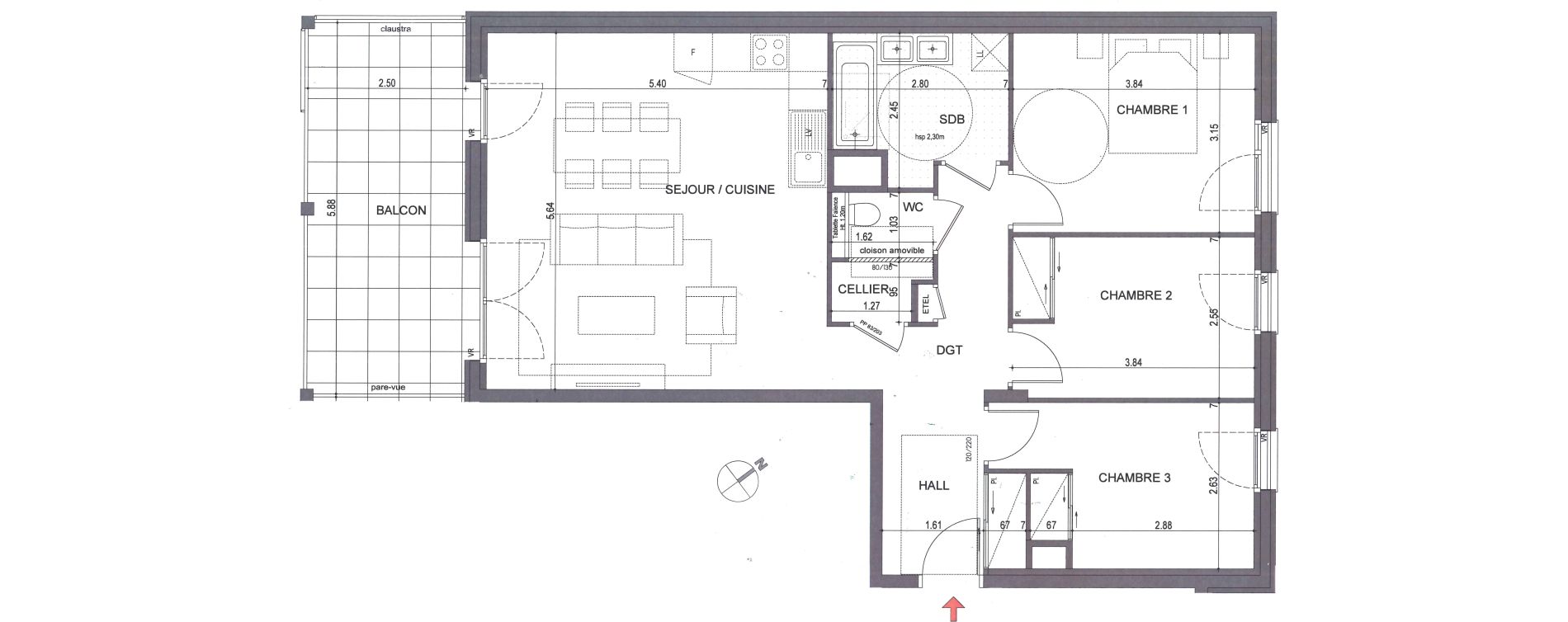 Appartement T4 de 81,60 m2 &agrave; Metz-Tessy Centre