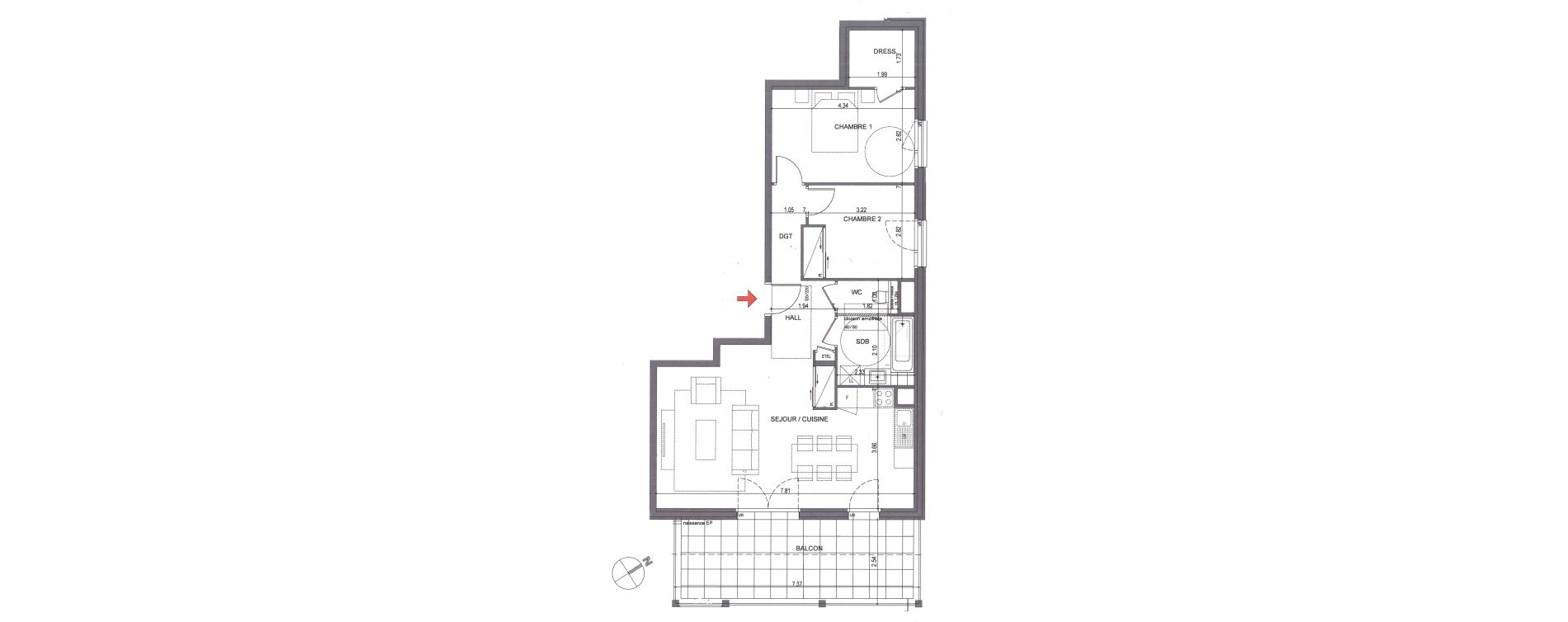 Appartement T3 de 71,29 m2 &agrave; Metz-Tessy Centre