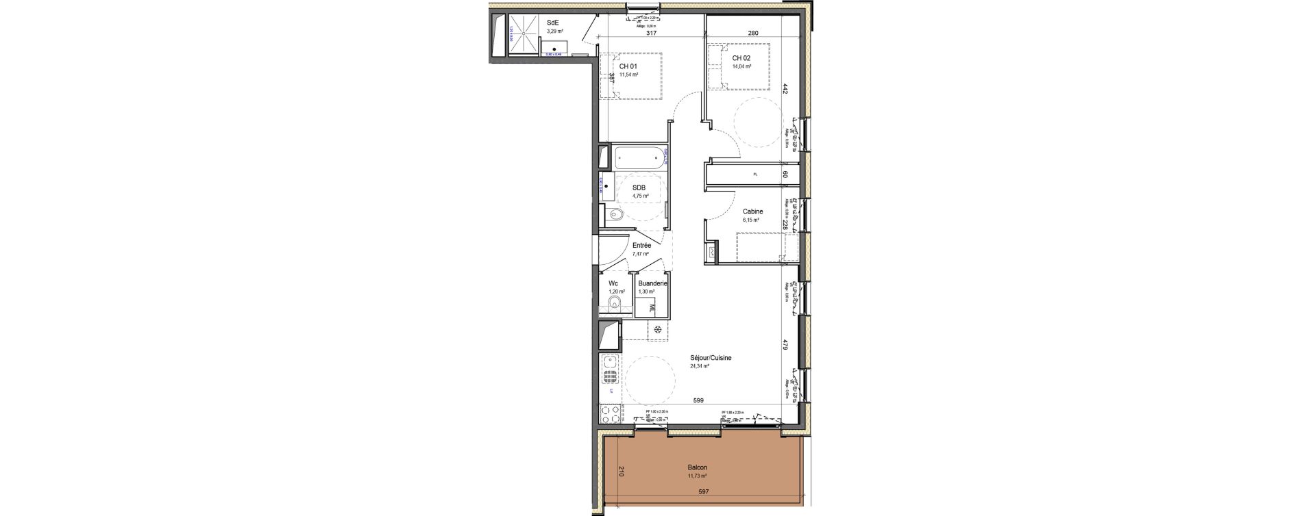 Appartement T3 de 74,08 m2 &agrave; Montriond Centre