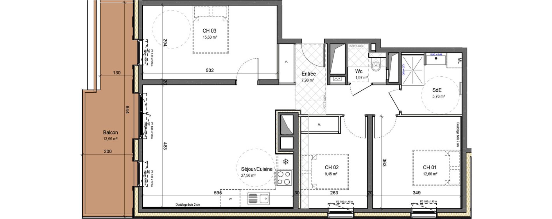 Appartement T4 de 81,01 m2 &agrave; Montriond Centre