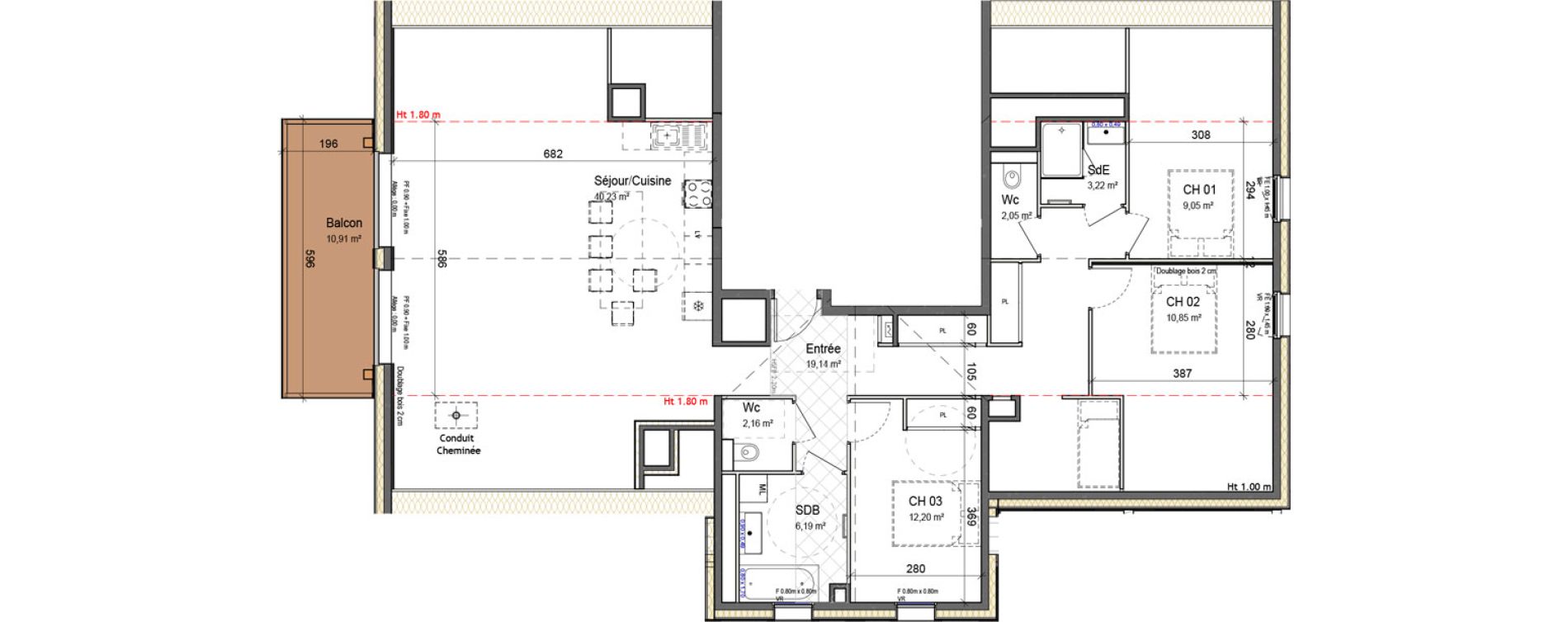 Appartement T4 de 105,09 m2 &agrave; Montriond Centre