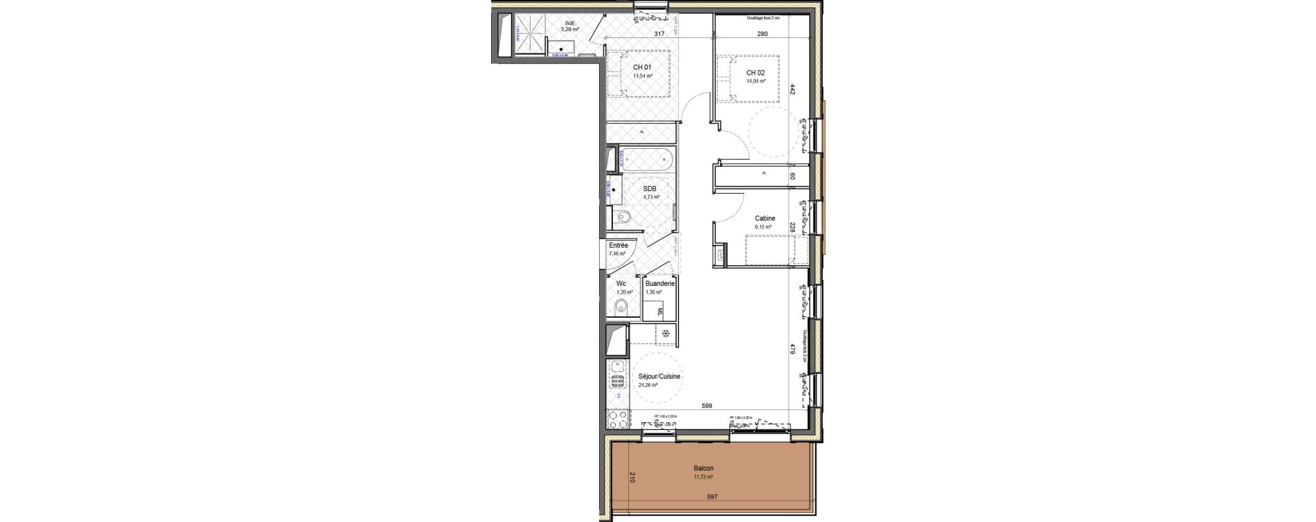 Appartement T3 de 73,97 m2 &agrave; Montriond Centre