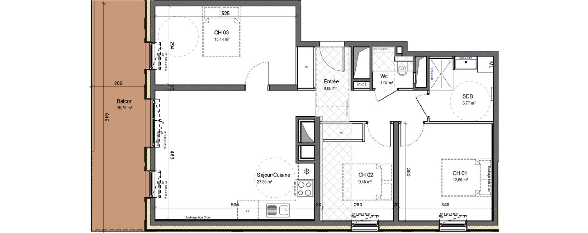 Appartement T4 de 80,93 m2 &agrave; Montriond Centre
