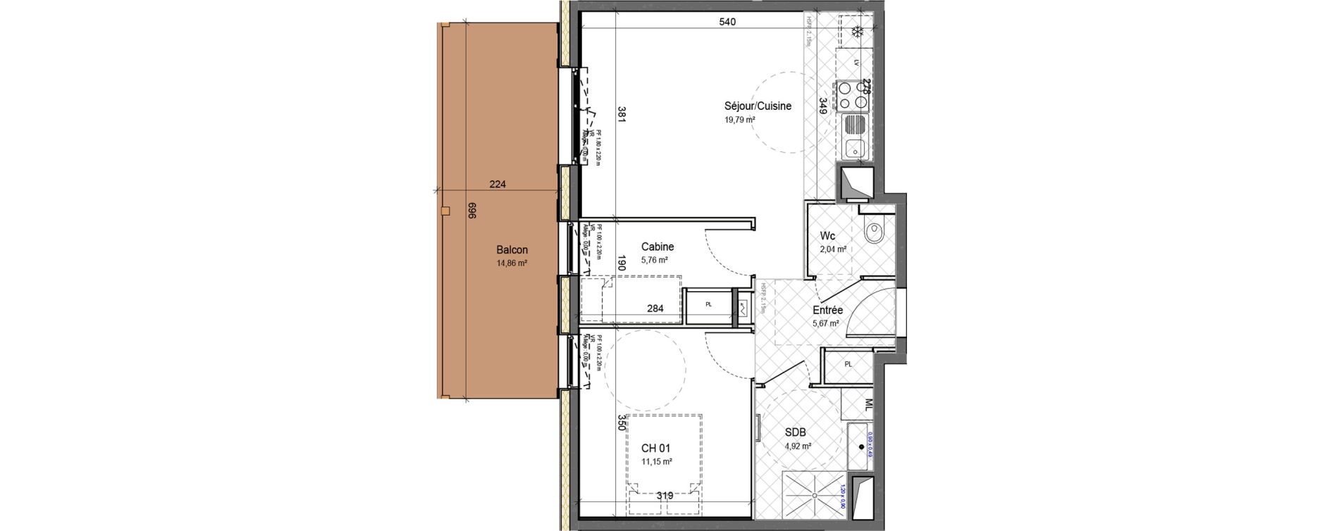 Appartement T2 de 49,33 m2 &agrave; Montriond Centre