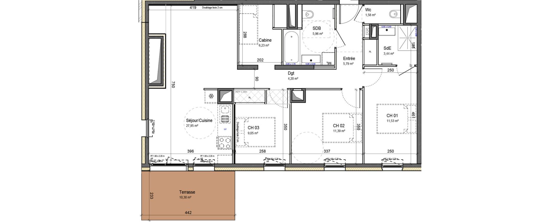 Appartement T4 de 87,12 m2 &agrave; Montriond Centre