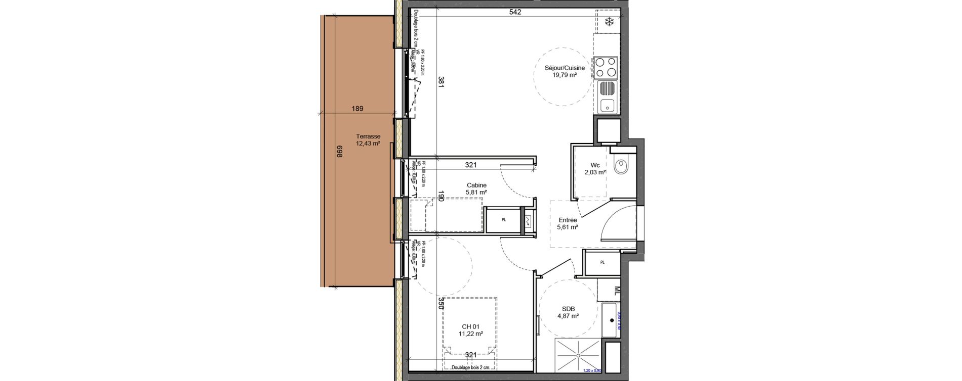 Appartement T2 de 49,33 m2 &agrave; Montriond Centre