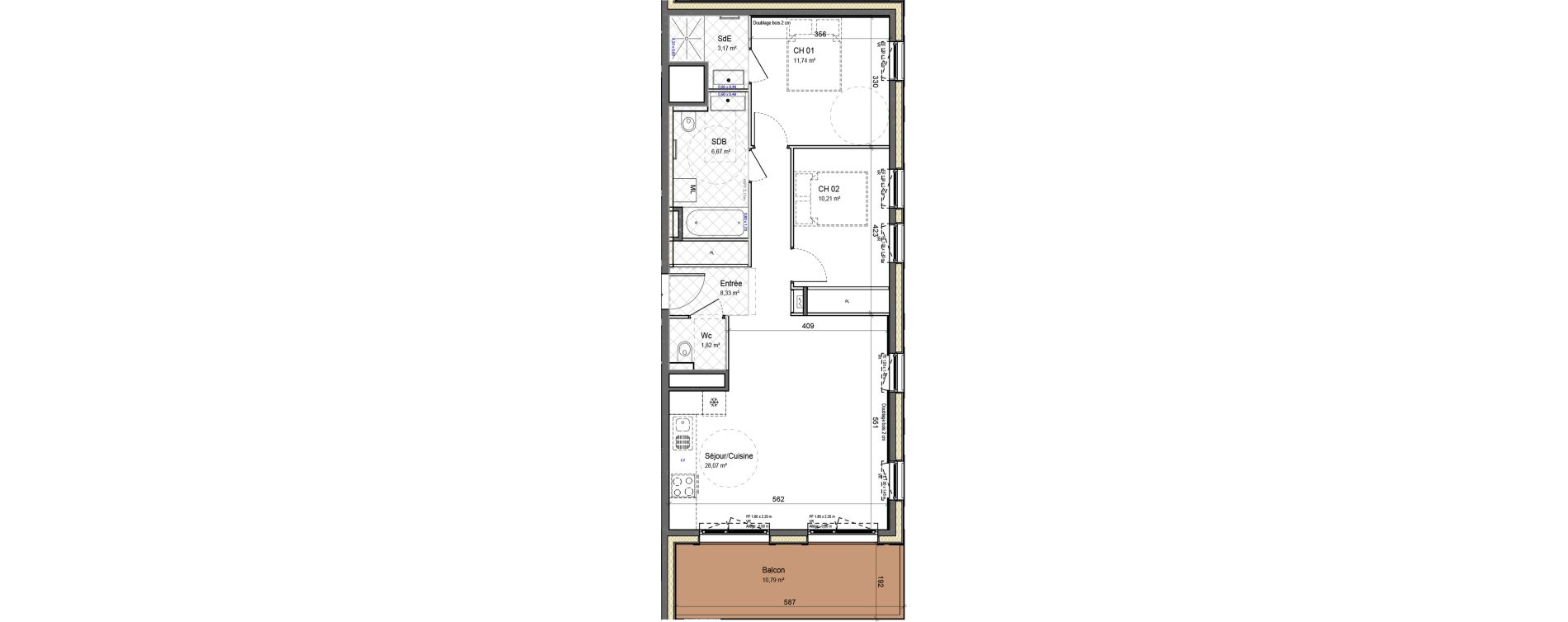 Appartement T3 de 70,01 m2 &agrave; Montriond Centre