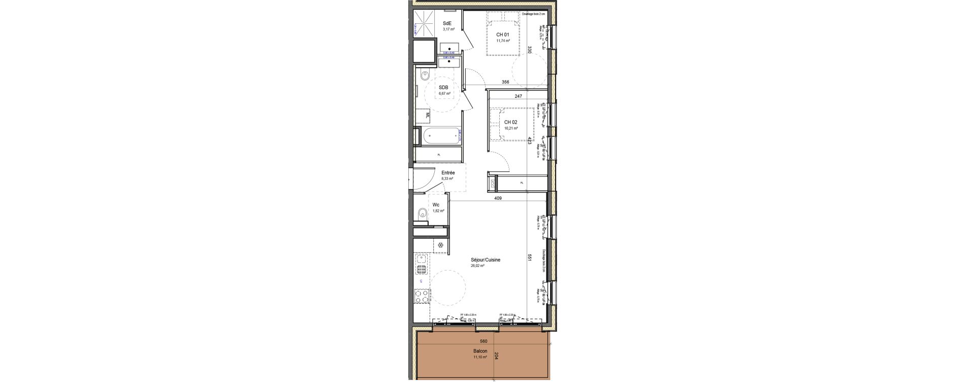 Appartement T3 de 69,96 m2 &agrave; Montriond Centre