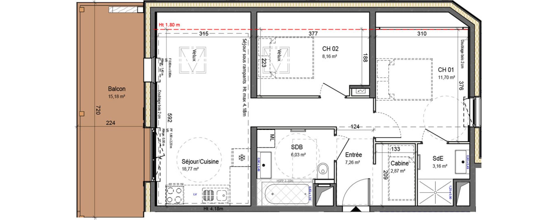 Appartement T3 de 57,95 m2 &agrave; Montriond Centre