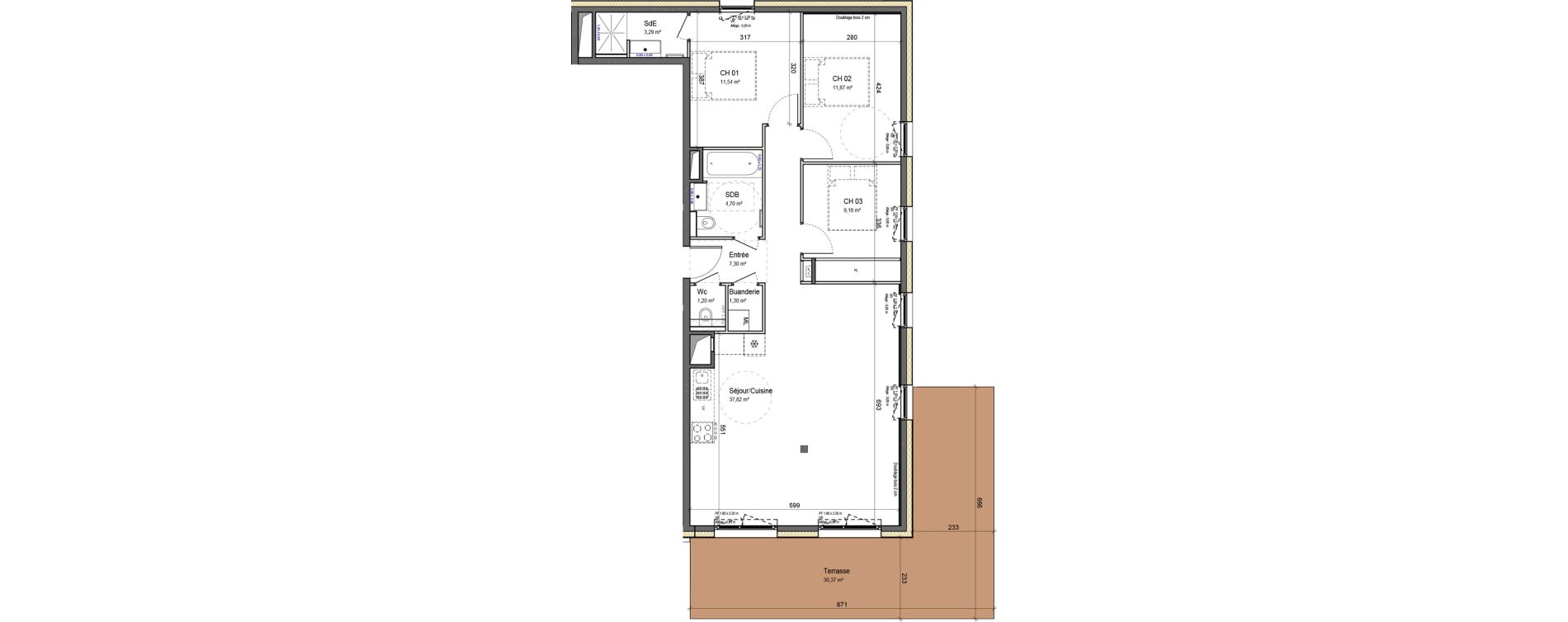 Appartement T4 de 88,20 m2 &agrave; Montriond Centre