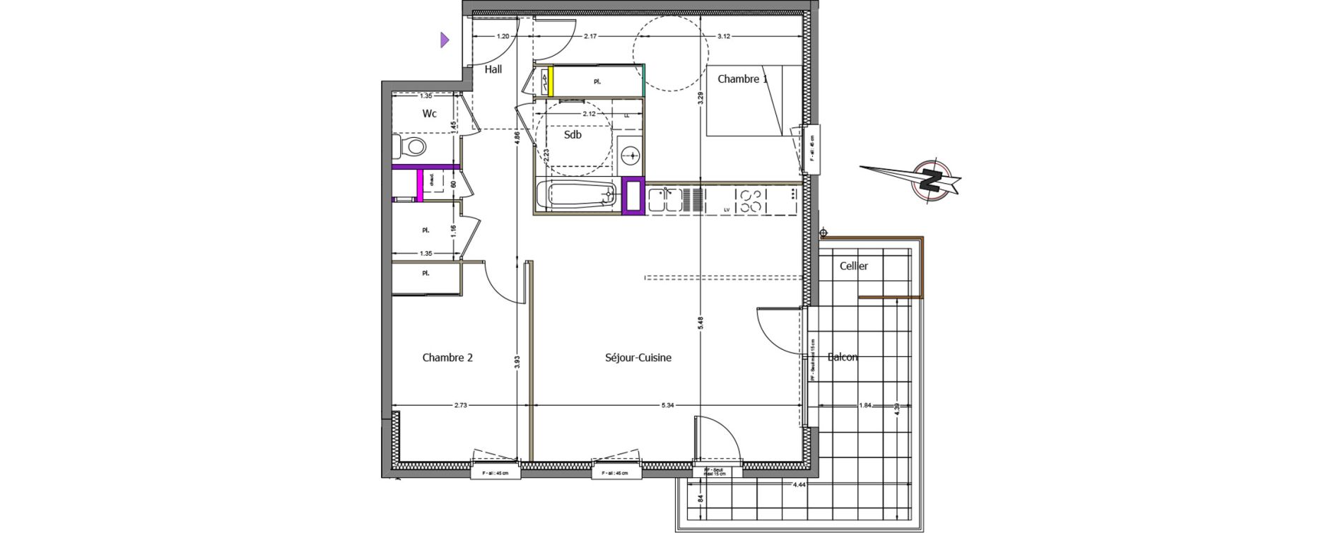 Appartement T3 de 66,72 m2 &agrave; M&ucirc;res Centre