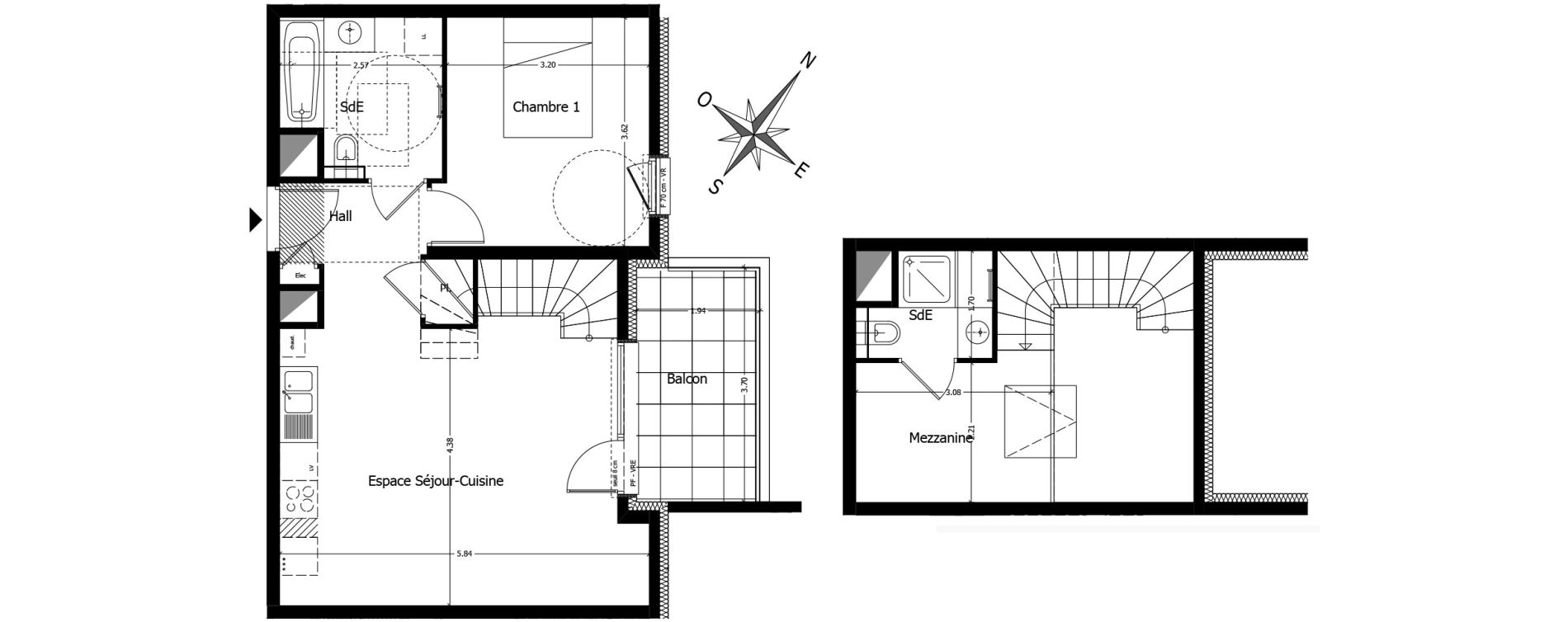 Duplex T3 de 56,65 m2 &agrave; Neydens Centre