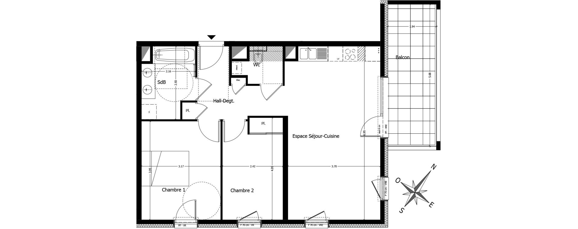 Appartement T3 de 62,69 m2 &agrave; Neydens Centre