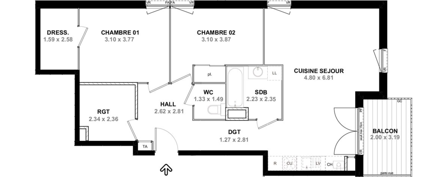 Appartement T3 de 76,18 m2 &agrave; Neydens Centre