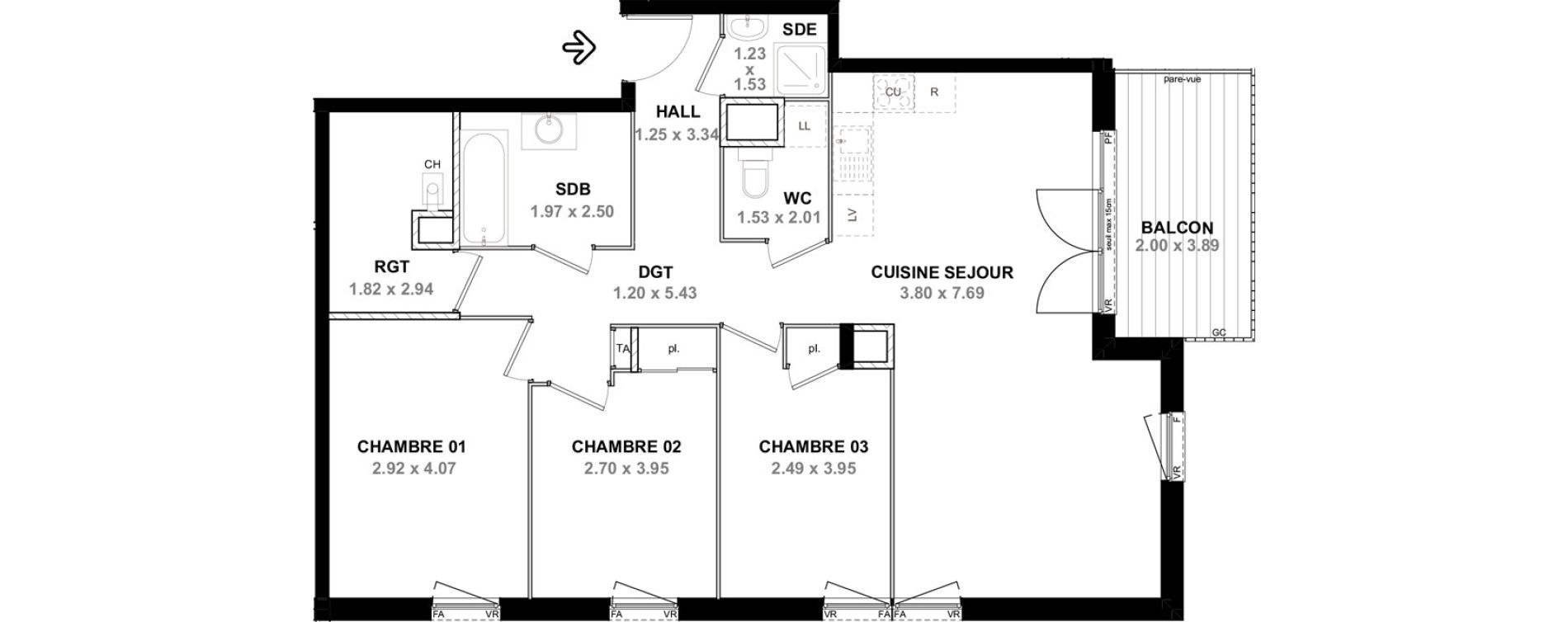 Appartement T4 de 85,38 m2 &agrave; Neydens Centre