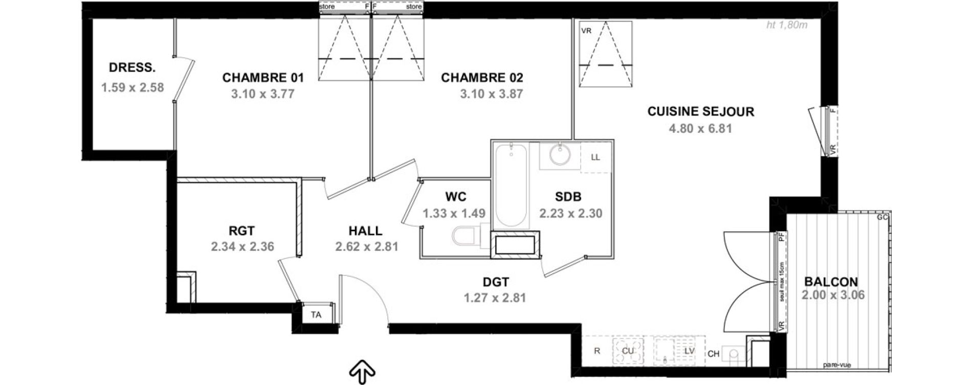 Appartement T3 de 76,01 m2 &agrave; Neydens Centre