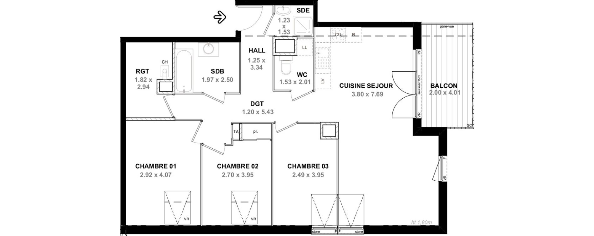 Appartement T4 de 85,45 m2 &agrave; Neydens Centre