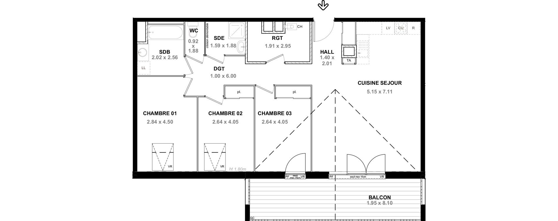 Appartement T4 de 91,14 m2 &agrave; Neydens Centre