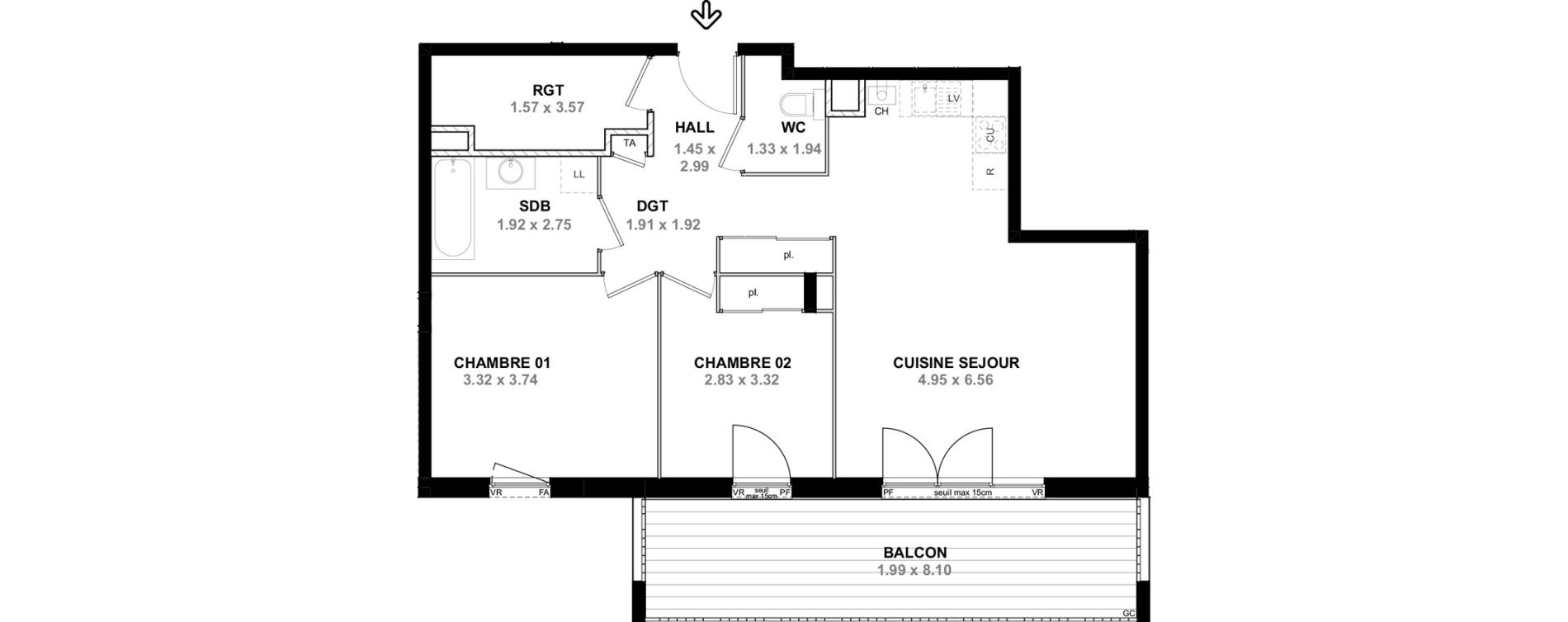 Appartement T3 de 70,26 m2 &agrave; Neydens Centre