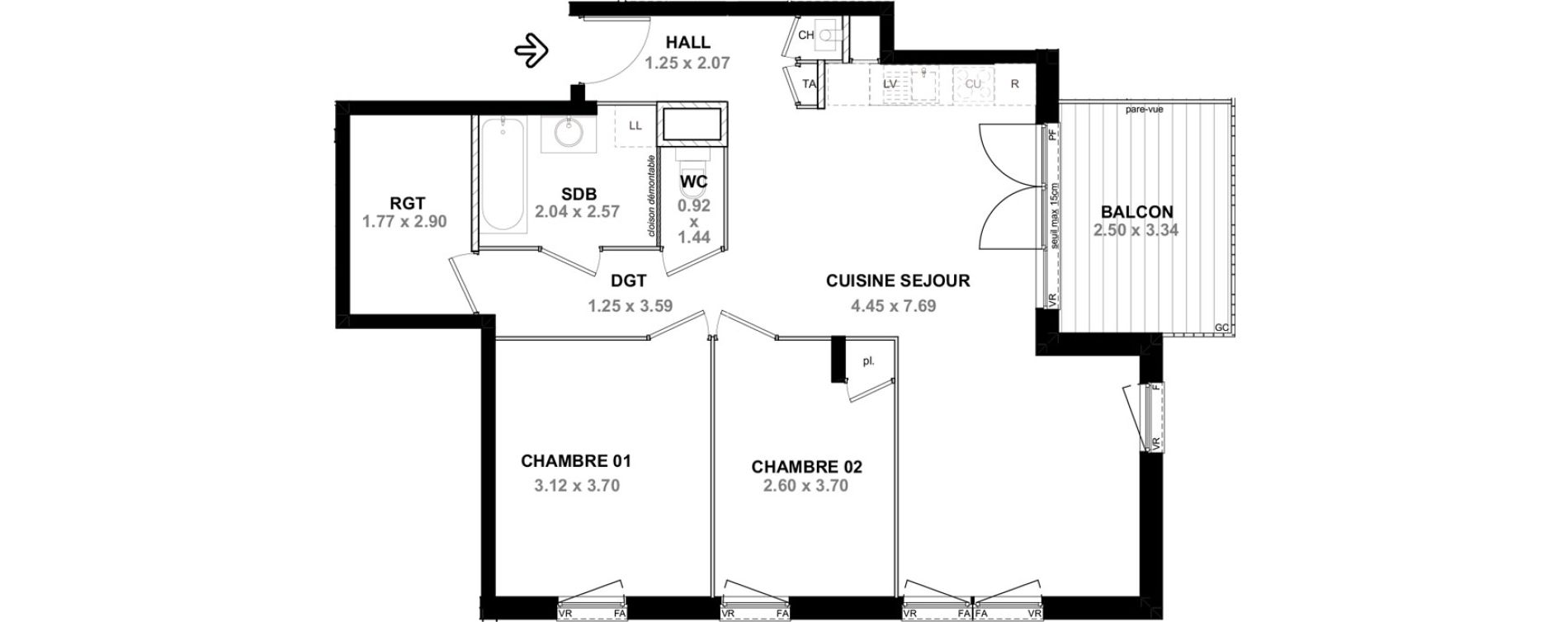 Appartement T3 de 70,62 m2 &agrave; Neydens Centre