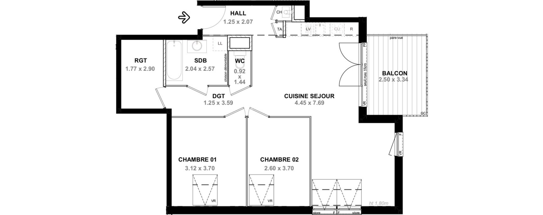 Appartement T3 de 70,75 m2 &agrave; Neydens Centre