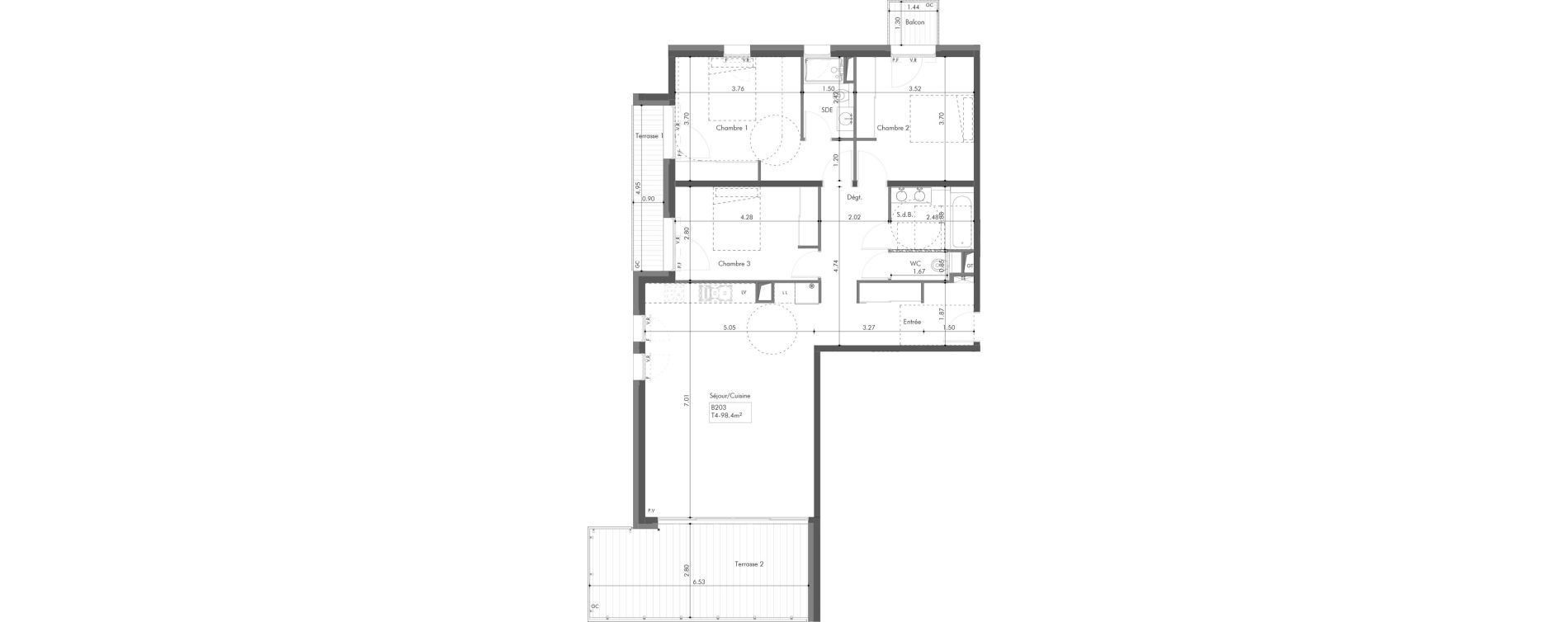 Appartement T4 de 98,40 m2 &agrave; Passy Centre