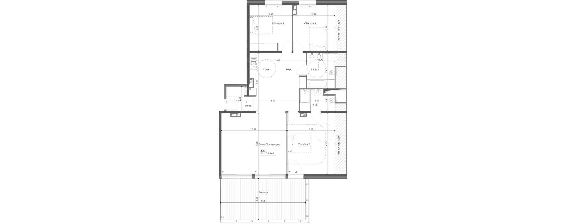 Appartement T4 de 105,90 m2 &agrave; Passy Centre
