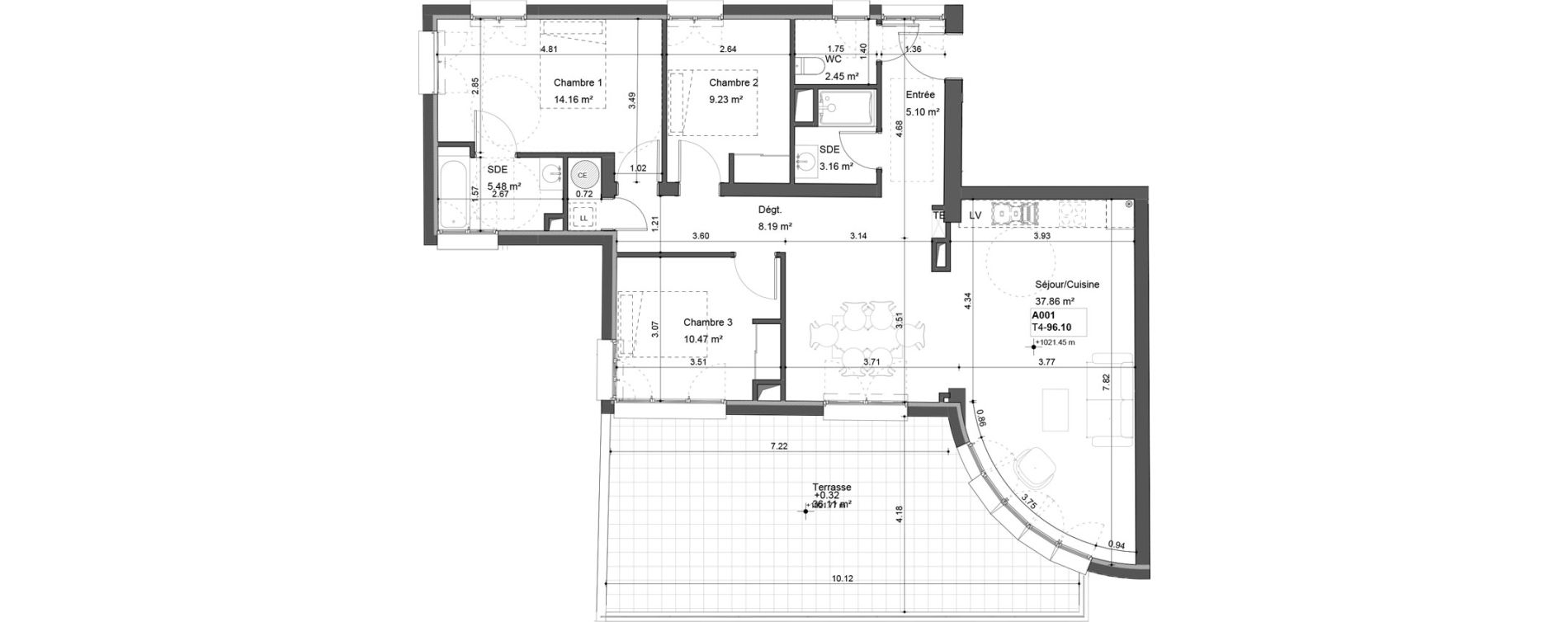 Appartement T4 de 96,10 m2 &agrave; Passy Centre