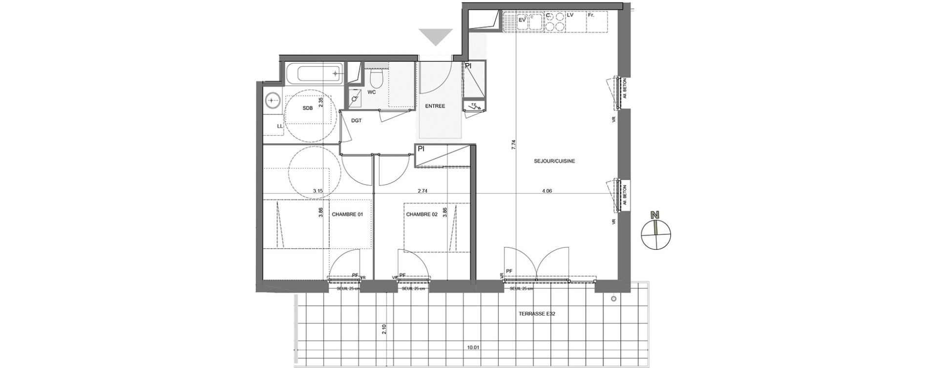 Appartement T3 de 66,40 m2 &agrave; Poisy Centre