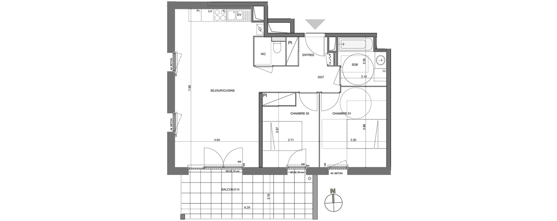 Appartement T3 de 66,07 m2 &agrave; Poisy Centre