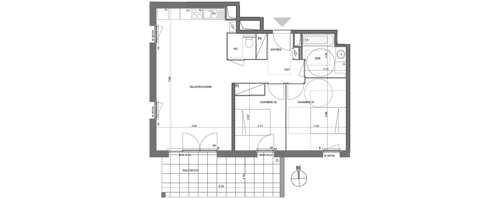 Appartement T3 de 66,14 m2 &agrave; Poisy Centre