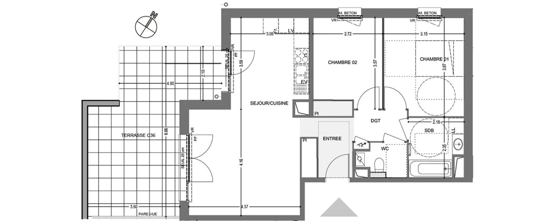 Appartement T3 de 65,09 m2 &agrave; Poisy Centre