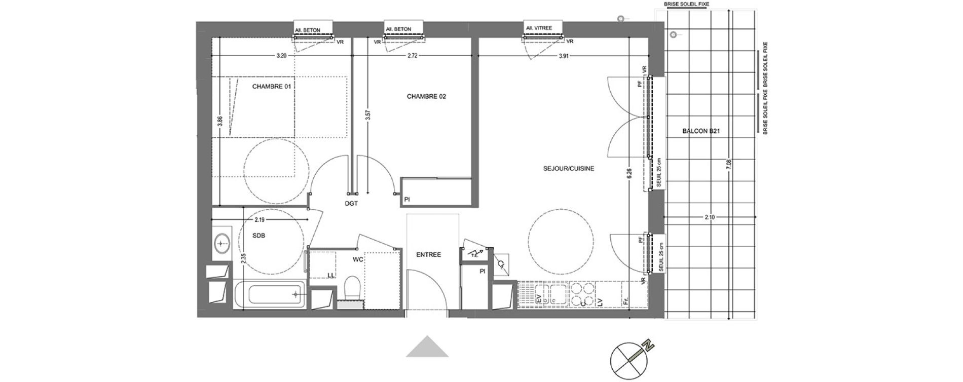 Appartement T3 de 59,47 m2 &agrave; Poisy Centre