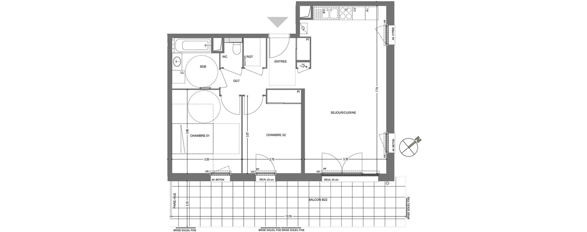 Appartement T3 de 64,82 m2 &agrave; Poisy Centre